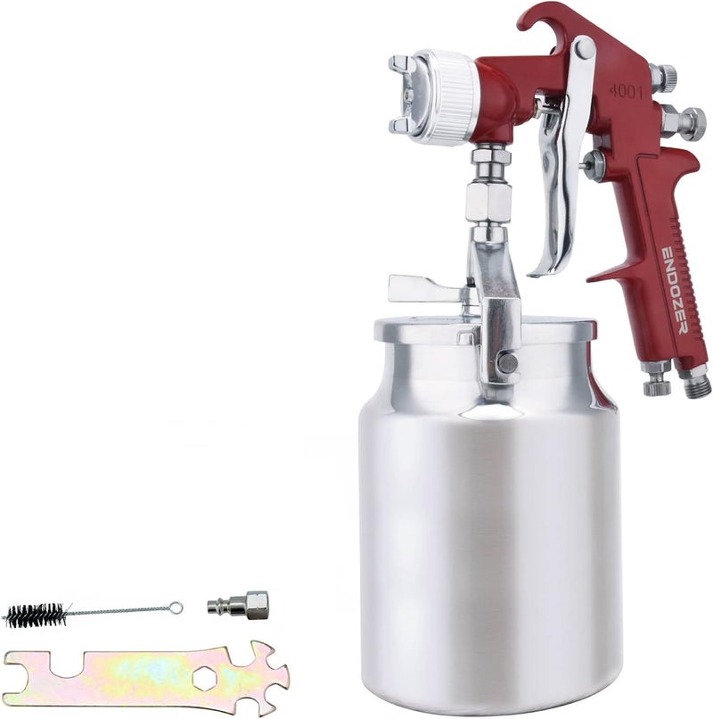 ENDOZER Professional Siphon Feed Spray Gun for Paint, Red Handle, 34 oz -1.8mm Nozzle for a Variety of Low Viscosity Paints（Red） - Image 1